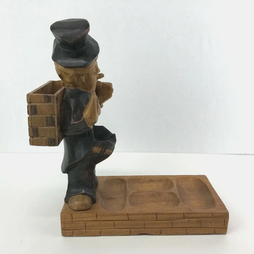 Vintage Wooden Hobo Folk Art Mens Caddy Vanity Tray‎ Dresser Organizer